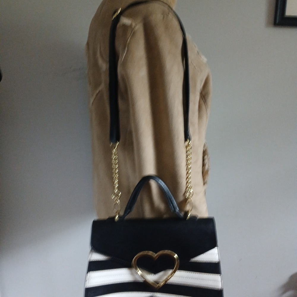 Betsey Johnson Black and White Striped Crossbody Bag
